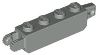 Hinge Brick 1 x 4 Locking with 1 Finger Vertical End and 2 Fingers Vertical End, 9 Teeth in Light Gray