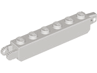 Hinge Brick 1 x 6 Locking with 1 Finger Vertical End and 2 Fingers Vertical End, 9 Teeth in Light Gray