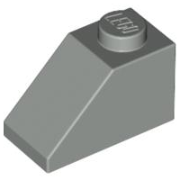 Brick Sloped 45° 2 x 1 with Bottom Pin in Light Gray