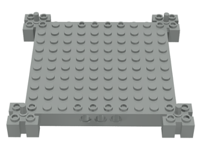 Brick Special 12 x 12 Base with 4 Corner Pegs, 1 x 10 Cutouts, Grooves in Light Gray