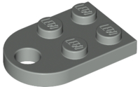 Plate Special 3 x 2 with Rounded End, Hole in Light Gray