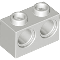Technic Brick 1 x 2 [2 Pin Holes] in Light Gray