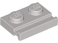 Plate Special 1 x 2 with Door Rail in Light Gray