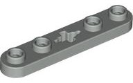 Technic Plate 1 x 5 with Smooth Ends, 4 Studs and Centre Axle Hole in Light Gray