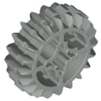 Technic Gear 20 Tooth Double Bevel with Axle Hole Type 2 [X Opening] in Light Gray
