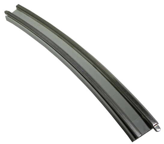 Train Track 12V Conducting Rail Curved [No Cable Connection Holes] in Light Gray