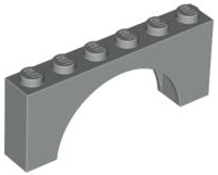 Brick Arch 1 x 6 x 2 - Thick Top with Reinforced Underside in Light Gray