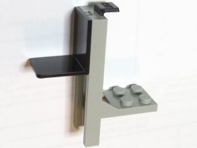 Forklift Mast and Carriage 2 x 2 Plate and Black Fork (Complete Assembly) in Light Gray