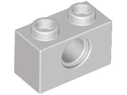 Technic Brick 1 x 2 [1 Pin Hole] in Light Gray
