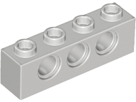 Technic Brick 1 x 4 [3 Pin Holes] in Light Gray