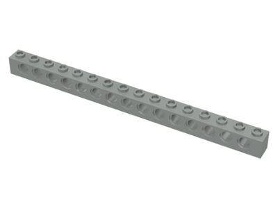 Technic Brick 1 x 16 [15 Pin Holes] in Light Gray