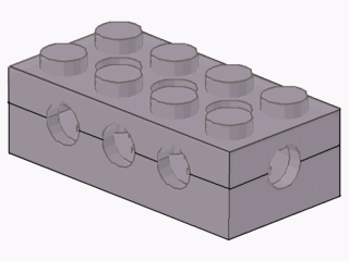 Technic Brick 2 x 4 with Top/Side/End Holes and Solid Studs in Light Gray