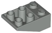 Brick Sloped Inverted 33° 3 x 2, No Connections between Studs, Ovoid Bottom Pin in Light Gray