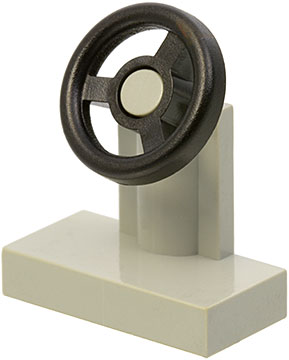Steering Stand 1 x 2 with Black Steering Wheel in Light Gray