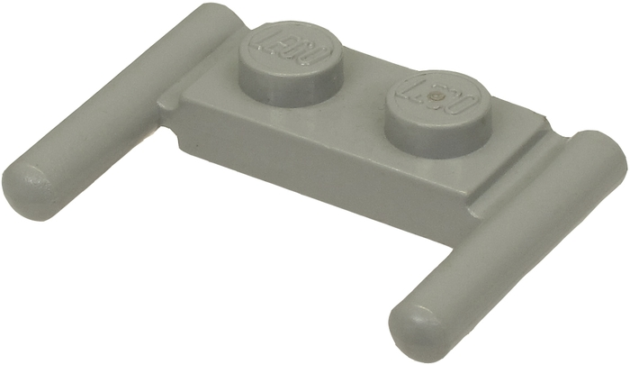 Plate Special 1 x 2 with Handles [Round Ends, Mid Attachment] in Light Gray