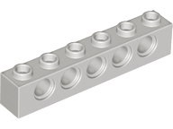 Technic Brick 1 x 6 [5 Pin Holes] in Light Gray