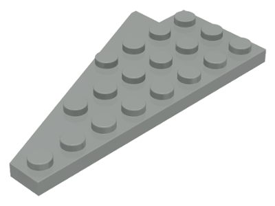 Wedge Plate 8 x 4 Wing Right with Stud Notch in Light Gray