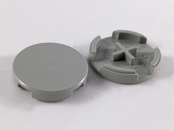 Tile Round 2 x 2 with Bottom Cross in Light Gray