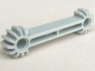 Technic Arm 1 x 7 with 9 Tooth Double Bevel Gear Ends in Light Gray