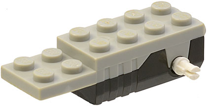 Light Gray Pullback Motor 6 x 2 x 1 1/3 with Black Base, White Shafts (Motor 1) in Light Gray