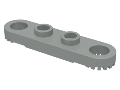 Technic Plate 1 x 4 with Toothed Ends in Light Gray