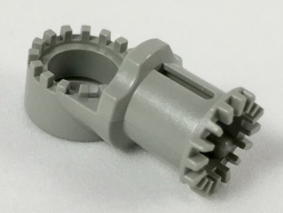 Technic Axle and Pin Connector Toggle Joint Toothed [with Slots] in Light Gray