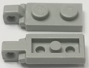 Hinge Plate 1 x 2 Locking with 1 Finger On End, with Groove in Light Gray