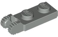 Hinge Plate 1 x 2 Locking with 2 Fingers On End, with Groove, 9 Teeth in Light Gray