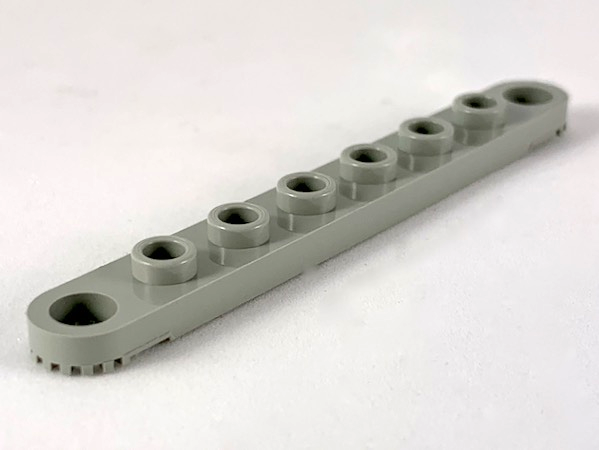 Technic Plate 1 x 8 with Toothed Ends in Light Gray