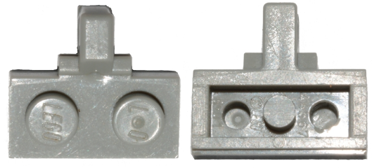 Hinge Plate 1 x 2 Locking with 1 Finger on Side, with Groove in Light Gray