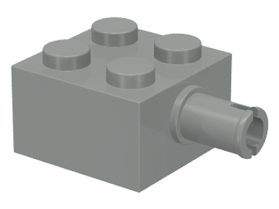 Brick Special 2 x 2 with Pin and No Axle Hole in Light Gray