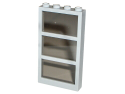 Window 1 x 4 x 6 Frame with 3 Panes, with Fixed Trans-Light Blue Glass in Light Gray