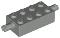 Brick Special 2 x 4 with Pins in Light Gray