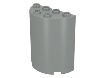 Cylinder Half 2 x 4 x 4 in Light Gray