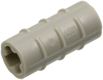 Technic Axle Connector Ridged [with + Hole + Orientation] in Light Gray
