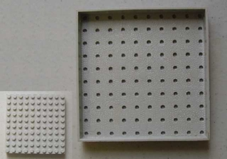 Brick 10 x 10 without Bottom Tubes, without Cross Supports in Light Gray