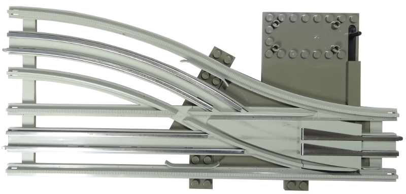 Train Track 12V Switch Point Left, Type 2 - Track Only in Light Gray