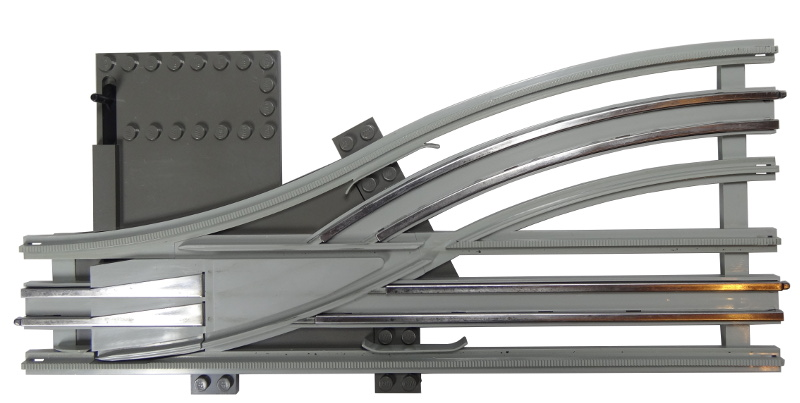 Train Track 12V Switch Point Right, Type 2 - Track Only in Light Gray