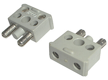 Electric Connector, 2 Way Male Squared Narrow Long [Complete Assembly] in Light Gray