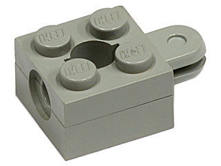Arm Holder Brick 2 x 2 with Hole and 1 Arm in Light Gray