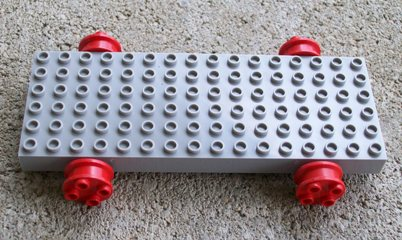Vehicle Base, Minitalia Brick Special 16 x 6 with 4 Wheels for 132-old Tires in Light Gray