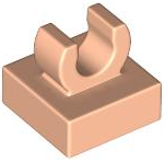 Tile Special 1 x 1 with Clip with Rounded Edges in Light Nougat