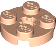 Plate Round 2 x 2 with Axle Hole Type 1 (+ Opening) in Light Nougat