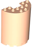 Cylinder Half 3 x 6 x 6 with 1 x 2 Cutout in Light Nougat