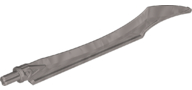 Large Figure Weapon Blade, Curved Tip with Axle in Flat Silver