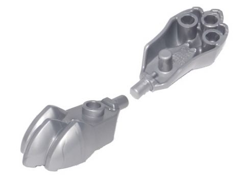 Animal Body Part, Hand / Paw with Stud on Top, Bar on Side and 3 Bar Holders on Bottom in Flat Silver