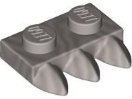 Plate Special 1 x 2 with Three Teeth [Tri-Tooth] in Flat Silver