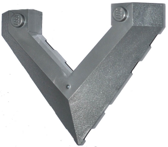 Brick Wedged, Sloped 45° 6 x 8 with Pointed Cutout in Flat Silver