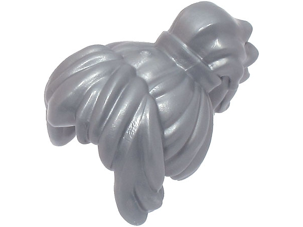Hair Wavy Ponytail with Long Bangs and Band [Plain] in Flat Silver