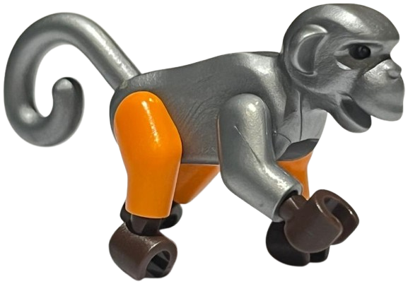 Animal, Monkey, Style 2 [Complete Assembly] (Monkey Wretch) in Flat Silver